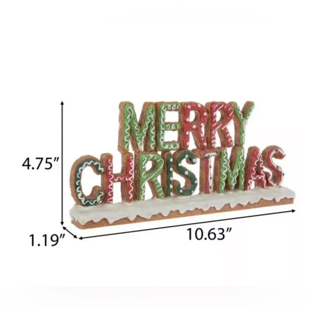 Merry Christmas Gingerbread Decor Festive Merry Christmas Sign - Red and Green